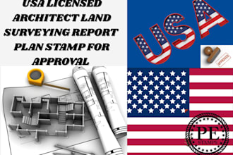 do usa licensed architect stamp, land surveying report plans stamp for approval