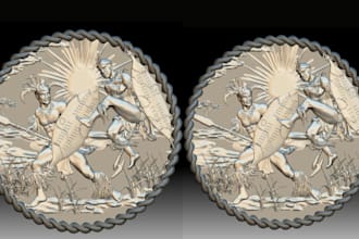 sculpt quality 3d coin model 3d bas relief cnc design medallion pendant design
