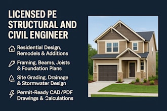 design framing, foundation, walls, beams, structural calculation