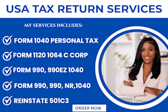 prepare and file irs forms 1120, 1040, 1065, 5472 1040nr 990 for us tax return