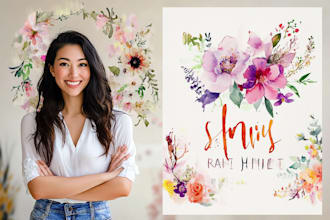 do feminine floral fashion beauty boho watercolor signature logo design