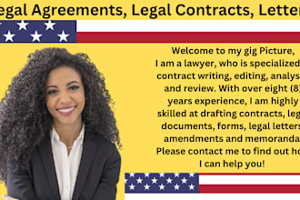 draft legal contracts, agreements, privacy policy, terms and conditions and nda