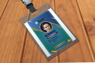 design professional id badge, name tag, press pass, and branded lanyard