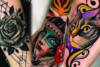 create unique custom tattoo any tattoo design, tattoo artist