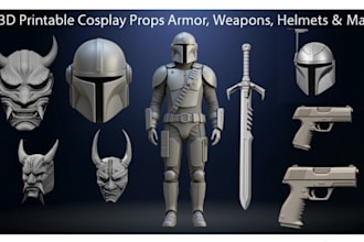 design 3d print cosplay full body armor 3d mask sword helmet gun stl 3d model