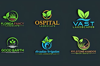 do modern agriculture, landscape, mowing farm irrigation logo design