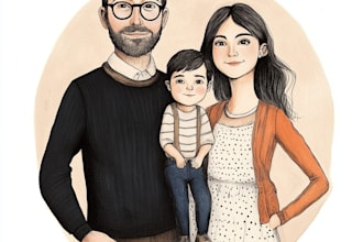 draw family portrait illustration