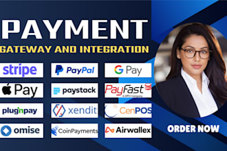 integrate stripe, paypal, crypto or any custom payment gateway to your website