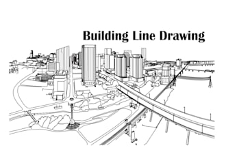 make a detailed line art house or building