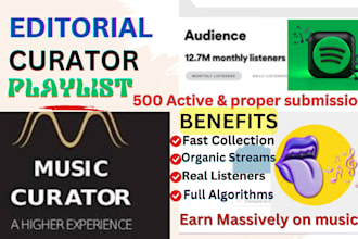 submit spotify music to 900 influencer playlist curator for review and promotion