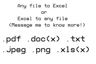 for startups, data entry converting PDF docx txt to xlsx excel or other