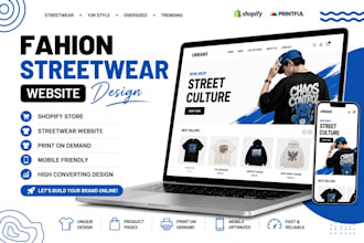 build fashion website streetwear website y2k shopify store print on demand