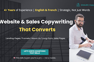 do website and sales copywriting for landing pages, funnels