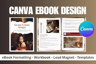 create canva ebook design, workbook, lead magnet, ebook formatting and layout
