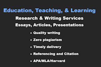 research on teaching, education, and learning topics and write quality content