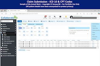 do medical billing and coding from notes with patient demographics entry