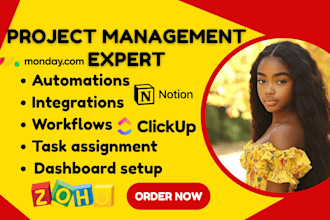 manage projects build custom workflows on notion monday com clickup trello asana