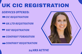 setup your company cic , dissolve cic , register uk charity and do vat
