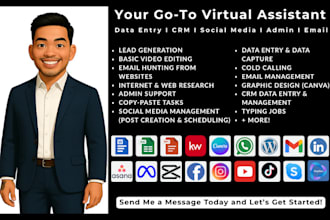 be your virtual assistant for CRM social media email management and admin tasks