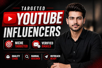 research verified youtube influencers with emails for sponsorships and outreach
