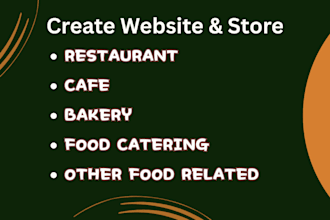 create restaurant, cafe, bakery, food catering website
