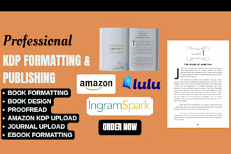 format, edit, upload book, ebook, publish on amazon kdp, ingramspark kindle book