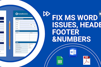 fix ms word document headers and footers, page error