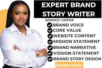 write your brand story, mission and vision statement, brand identity, biography