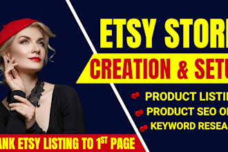 etsy shop creation, product listings, SEO optimization with blueprint strategy