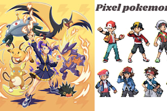 draw pixel art pokemon trainer sprite sheet fakemon trainer pokemon animation