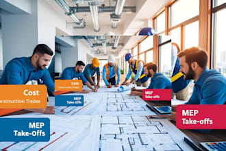 do cost estimation, material take off takeoff for all construction trades or mep