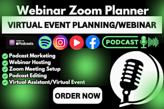 plan and manage virtual event zoom meeting webinar podcast marketing promotion