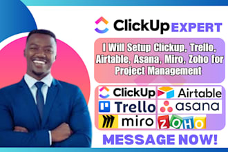 setup clickup trello airtable basecamp asana miro zoho for project management