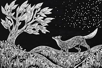 create artistic linocut illustration in my style