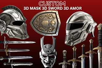 sculpt custom 3d cosplay 3d sword amor mask helmet prop making for 3d printing