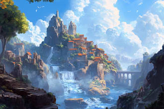 draw custom 2d environment for your stream background art illustration