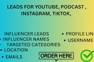 generate targeted leads for youtube, podcast instagram and tiktok growth