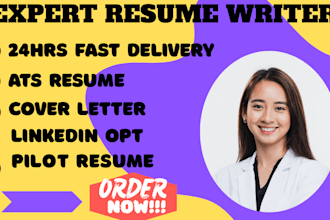 write you professional resume, linkedin opt, cover letter and pilot resume