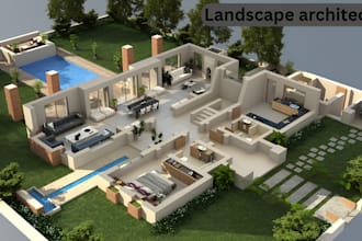 do realistic 3d landscape design and rendering as architect