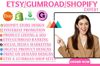 etsy store setup gumroad, etsy pod, etsy digital products, etsy SEO, etsy shop