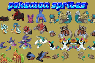 make custom pokémon style fakemon or pixel art sprites and animation for you
