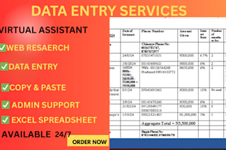 be your data entry and admin support  assistant