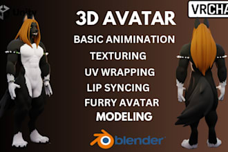 edit or model custom furry vrchat avatar, vrm vtuber model for vseeface animaze