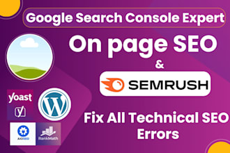 do wordpress on page seo, fix semrush site audit, and indexing errors