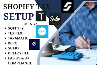 setup shopify taxes via softify tax rex taxamatic xero sufio breezyfile eas US