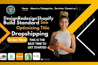 create shopify store design redesign, pod dropshipping SEO