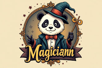 design creative magician panda logo for your business