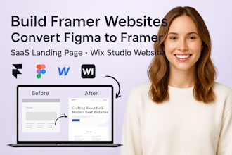 build framer website convert figma to framer, saas landing page wix studio site