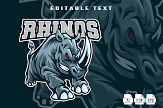 make hooligan rhino mascot logo illustration