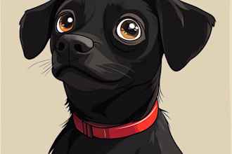 draw your cat, dog, or any pet into cartoon vector portrait